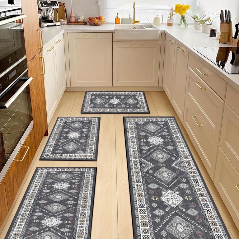 TECHVIDA BOHO KITCHEN RUGS 4PCS