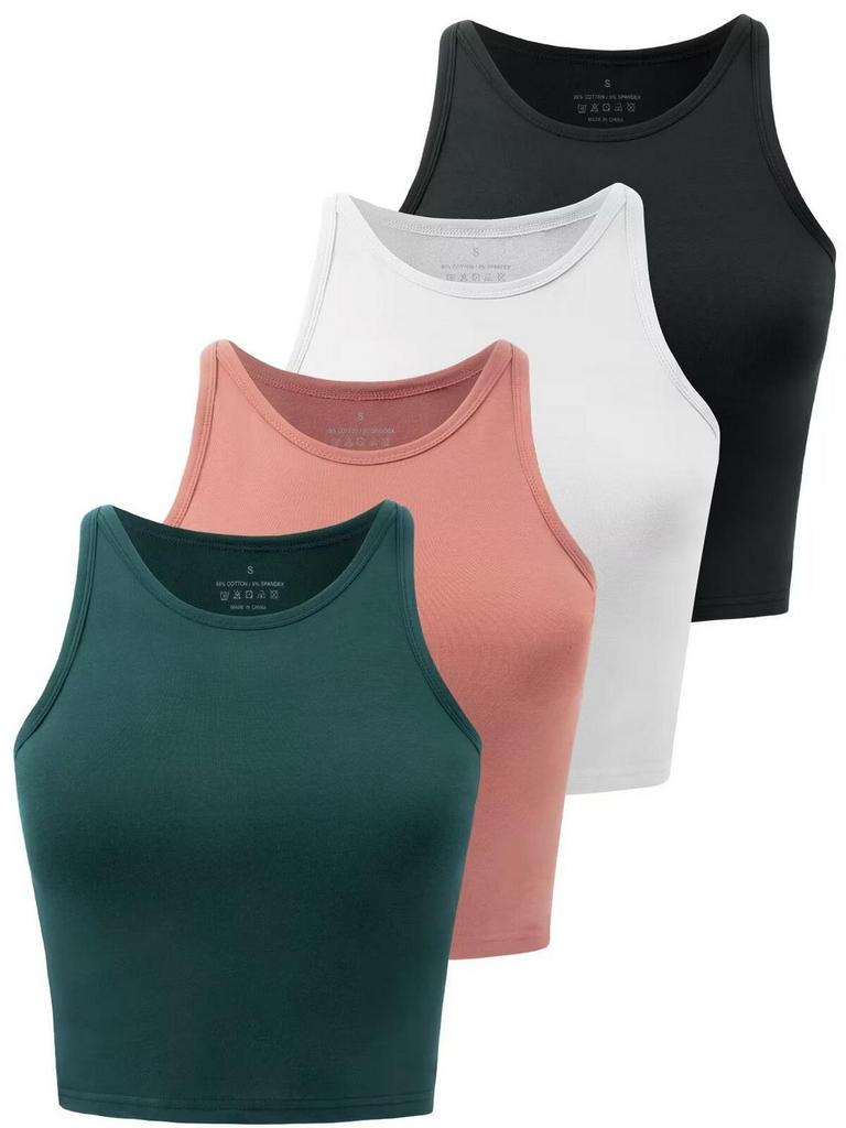 AOLWAYSIN CROP TOPS WOMENS L 4PK