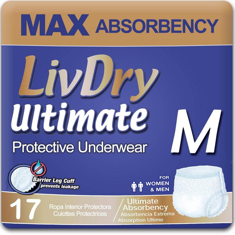 4 LIVDRY 17PK ADULT DIAPERS M