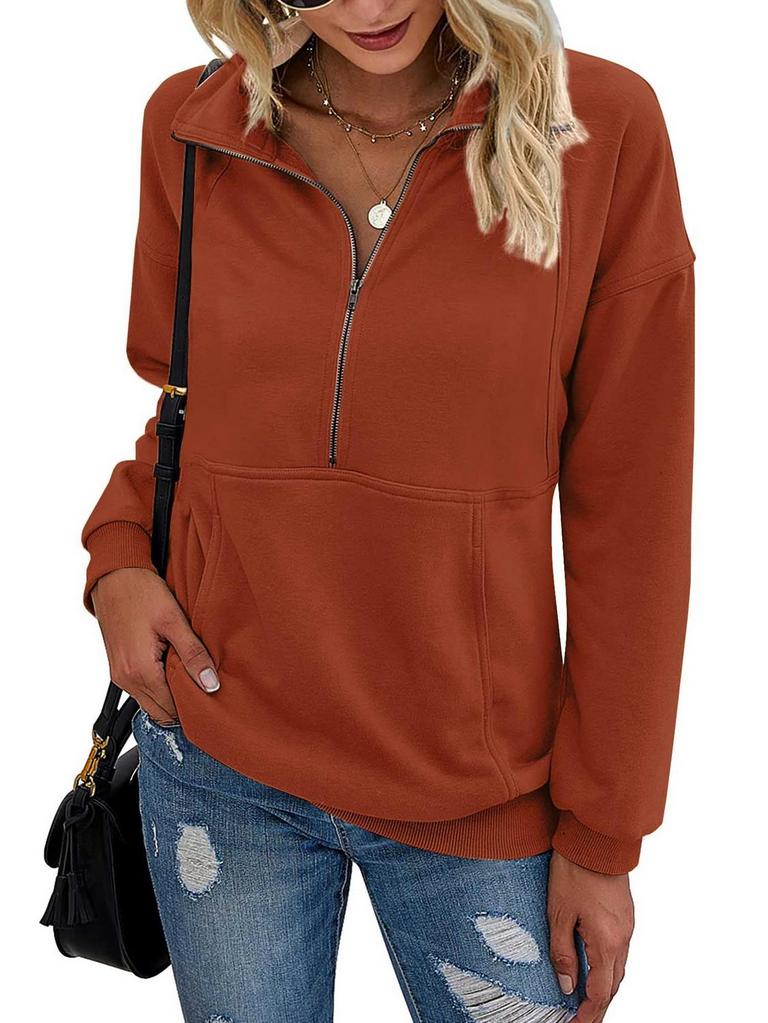 MOSHU LAPEL ZIPPER SWEATSHIRT WOMENS L