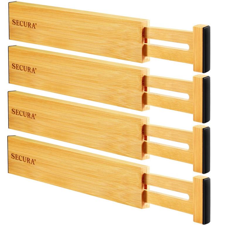 SECURA BAMBOO DRAWER DIVIDERS 4PK