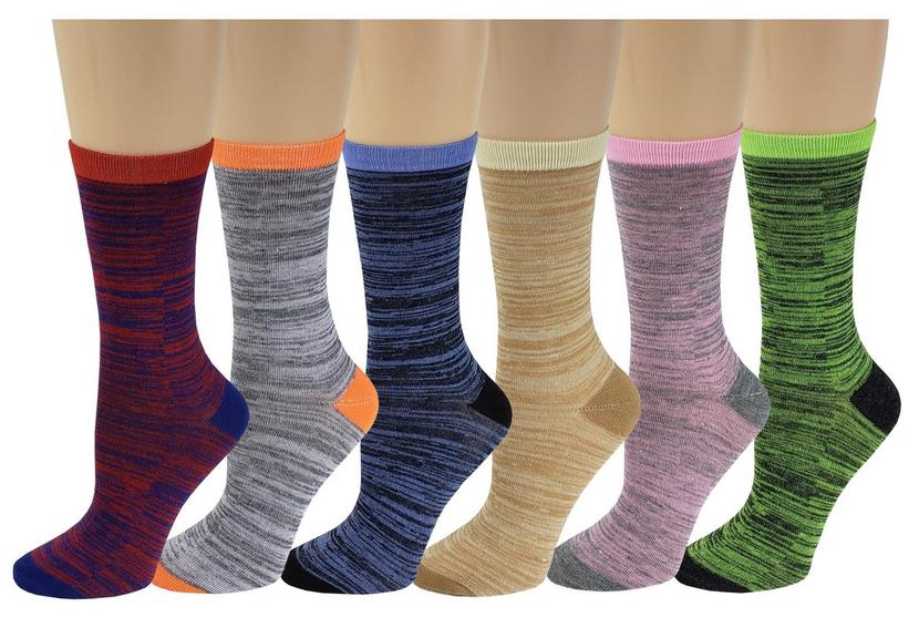 SUMONA 6PAIR WOMENS CREW SOCKS O/S
