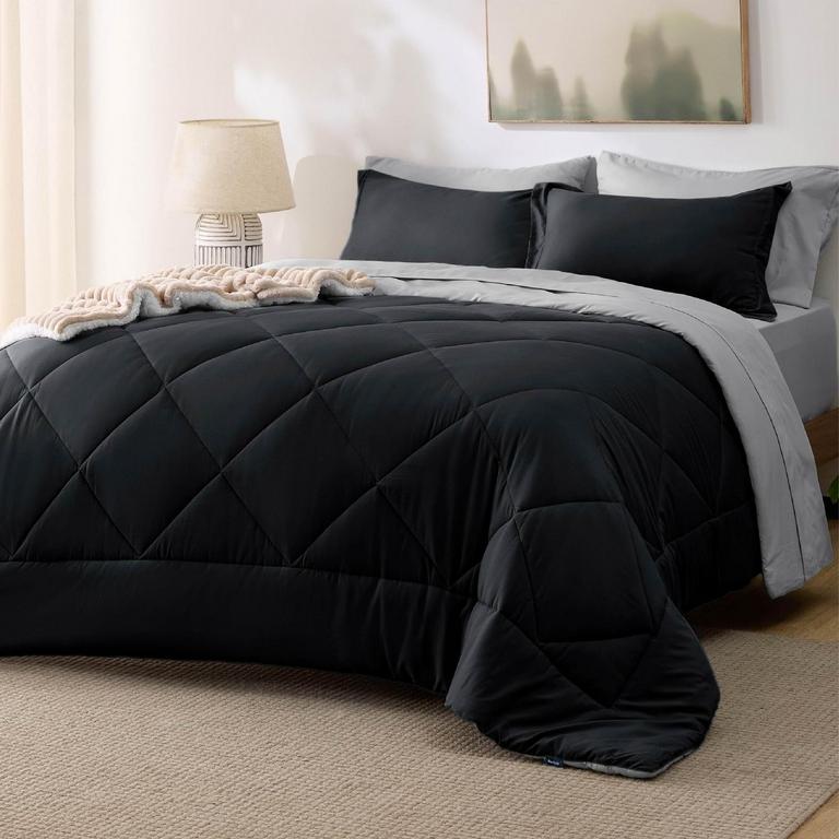 BEDSURE QUEEN COMFORTER SET 7PCS BLACK