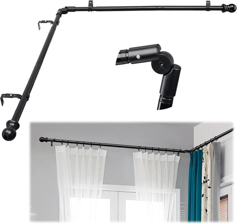 SOUMNS 1IN BLACK CORNER CURTAIN ROD 