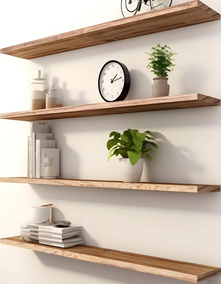 PHPH 48IN WOOD FLOATING SHELVES 4PK