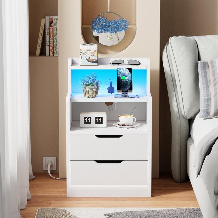 SATIFUR WHITE NIGHTSTAND