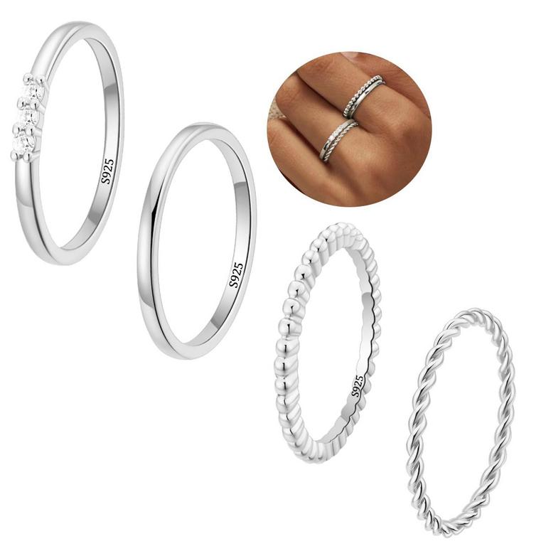 APSVO STERLING SILVER RINGS 4PCS SIZE 7