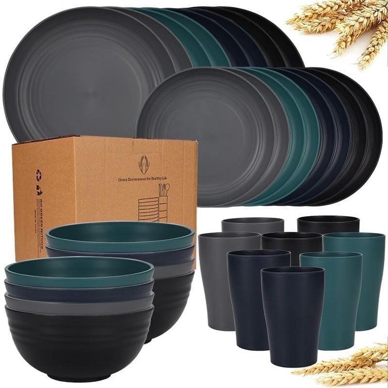 VQJTCVLY WHEAT STRAW DINNERWARE SET