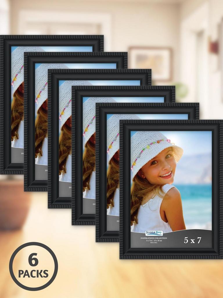 ICONA BAY 5IN X 7IN BLACK FRAMES 6PK