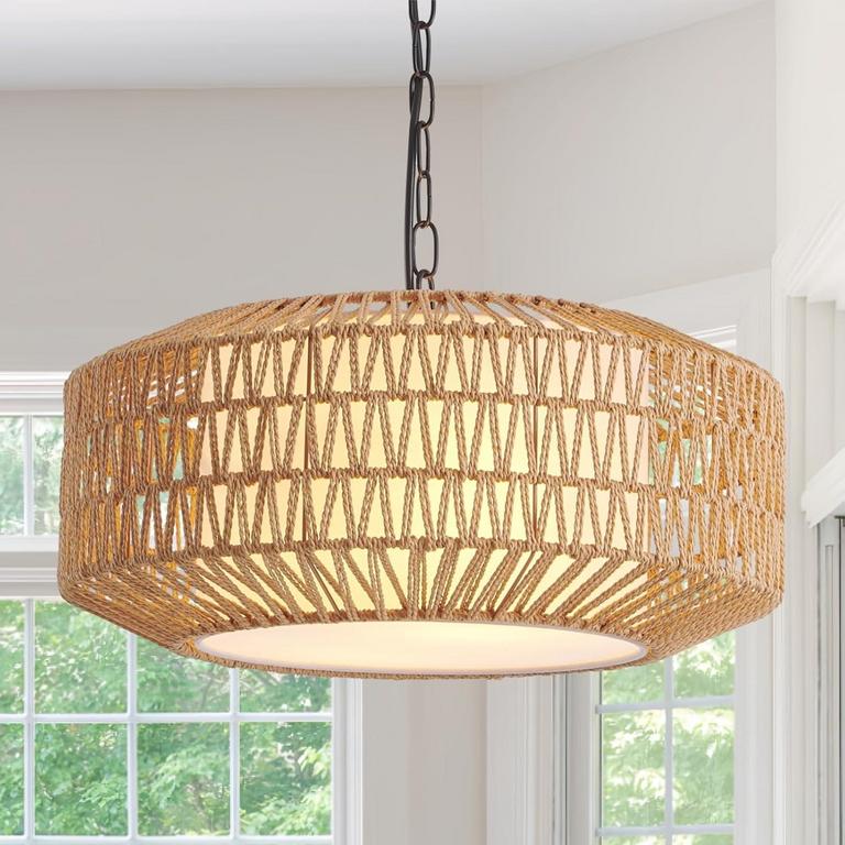 CNQTLL 17.7IN RATTAN CHANDELIER