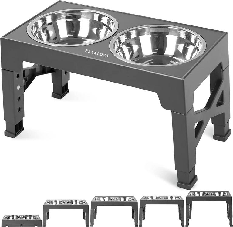 ZALALOVA DOG BOWL STAND SET M/L