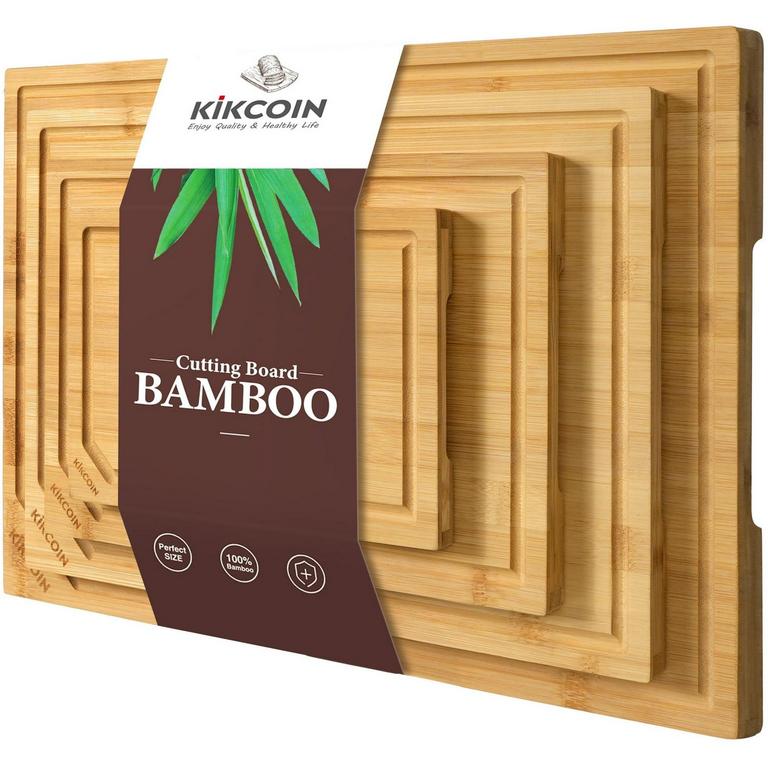 KIKCOIN 4PK BAMBOO CUTTING BOARDS