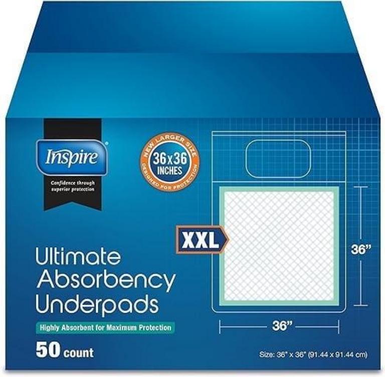 INSPIRE EXTRA LARGE BED PADS 50CT