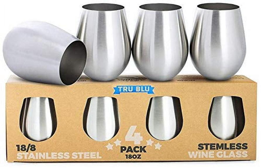 TRU BLU STEEL STAINLESS WINE GLASSES 4PK