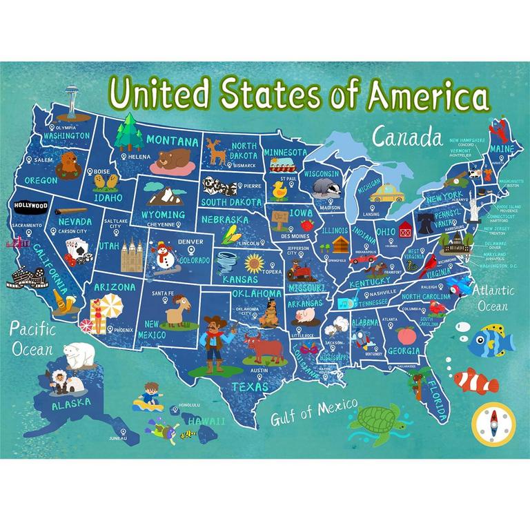 GOGOPLAY WOODEN USA MAP PUZZLE 60PC
