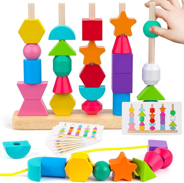 WQFSTORE WOODEN BEADS TOY SET
