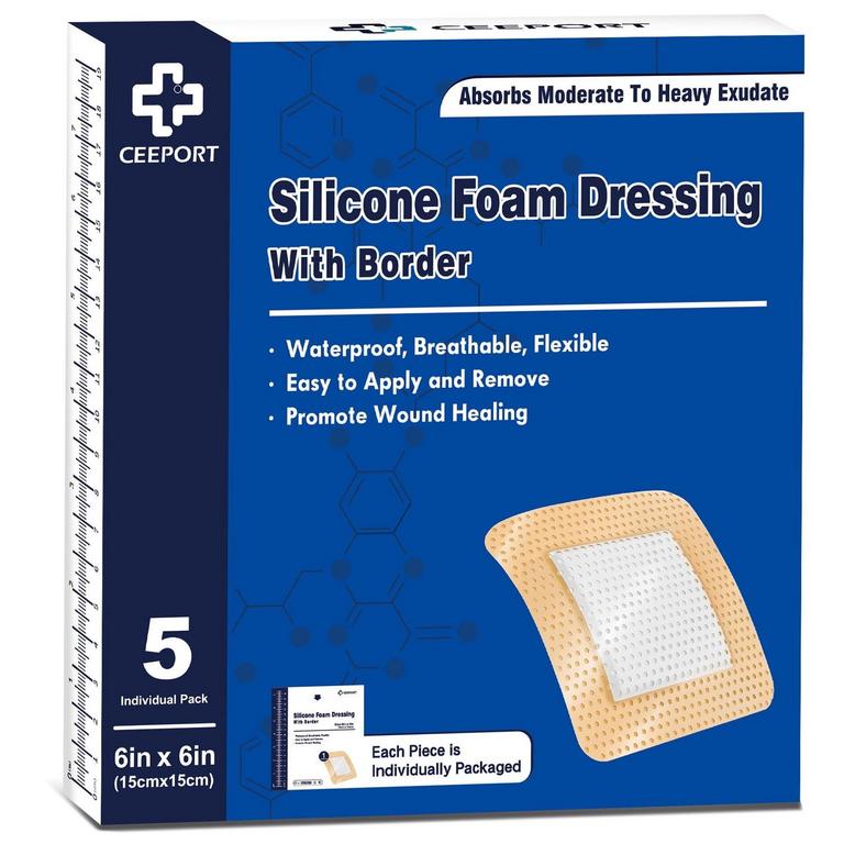 CEEPORT SILICONE FOAM DRESSINGS 6IN 5PK