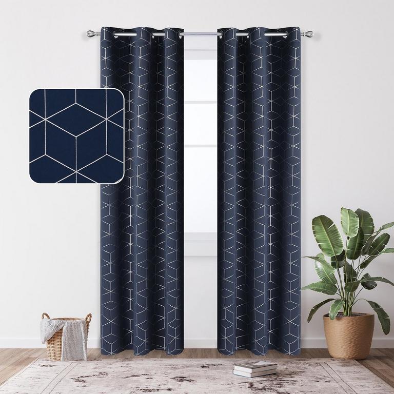 DECONOVO 42IN X 54IN NAVY CURTAINS 2PK
