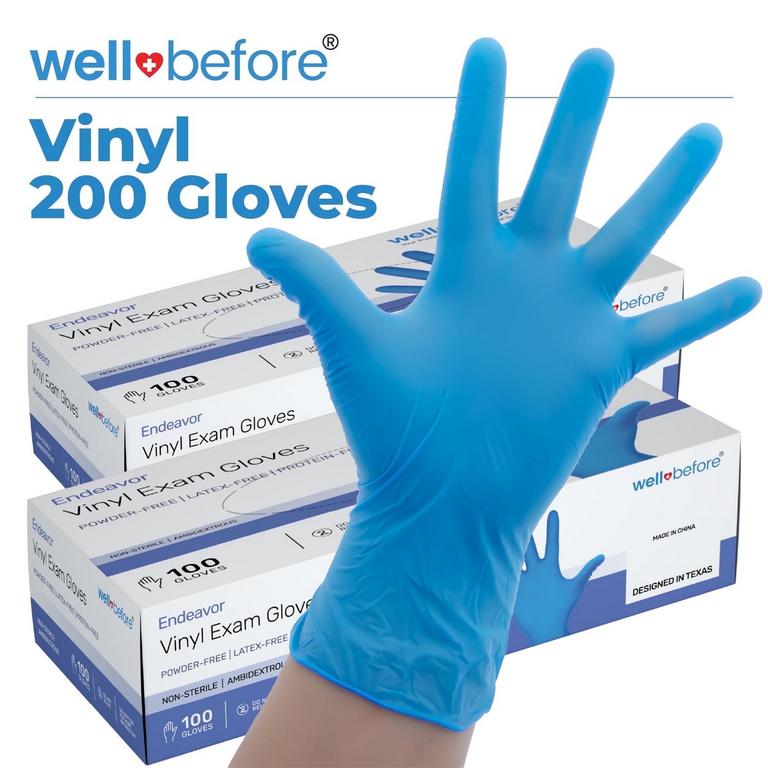 WELL BEFORE MED VINYL GLOVES 200PK