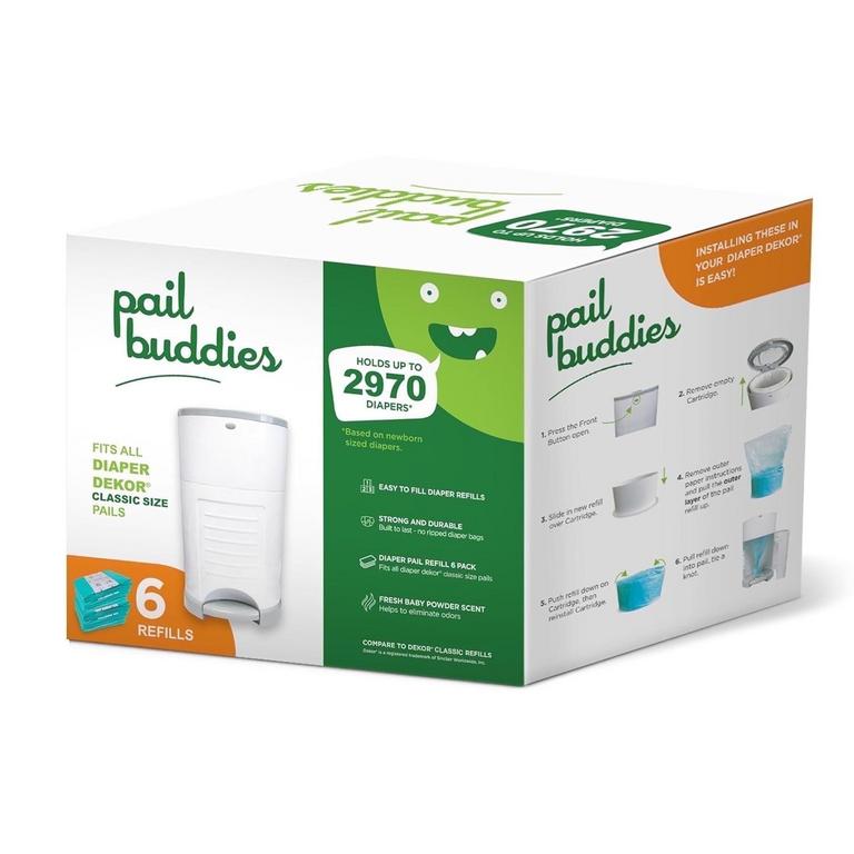 PAIL BUDDIES DIAPER PAIL REFILLS 6PK
