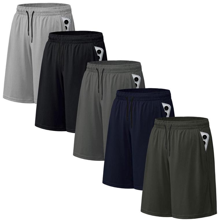 ASUDESIRE MEN'S SZ XXL 8IN ATHLETIC SHORTS 5PK