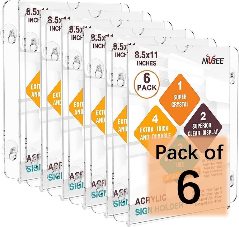 NIUBEE 8.5IN SIGN HOLDERS 6PK
