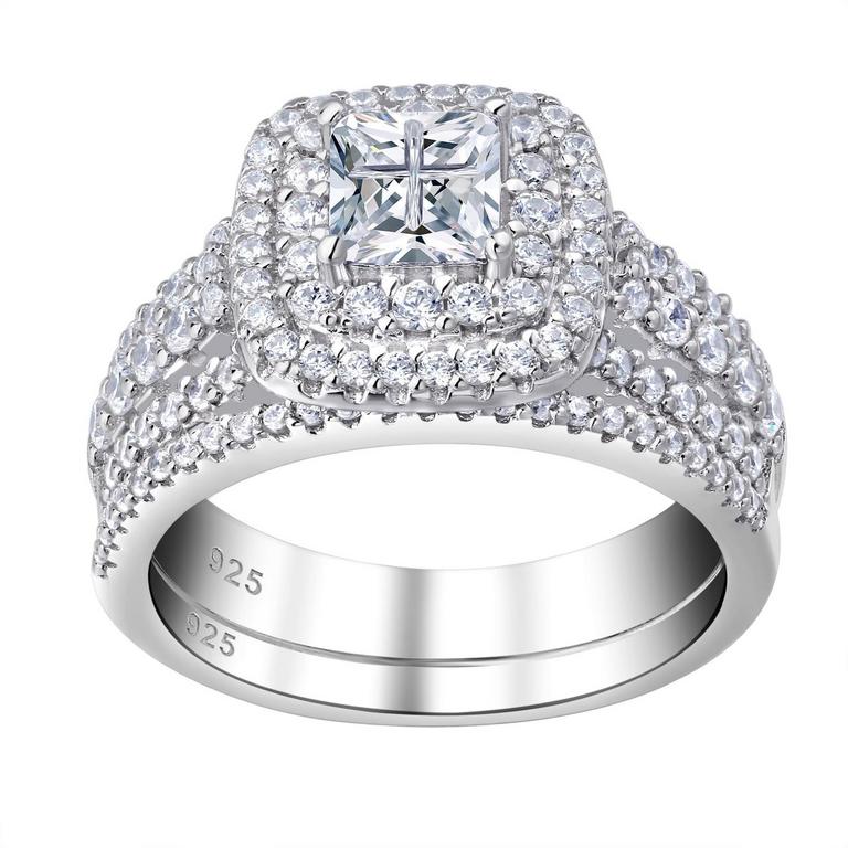 NEWSHE WEDDING RINGS SET WOMEN'S SZ 9