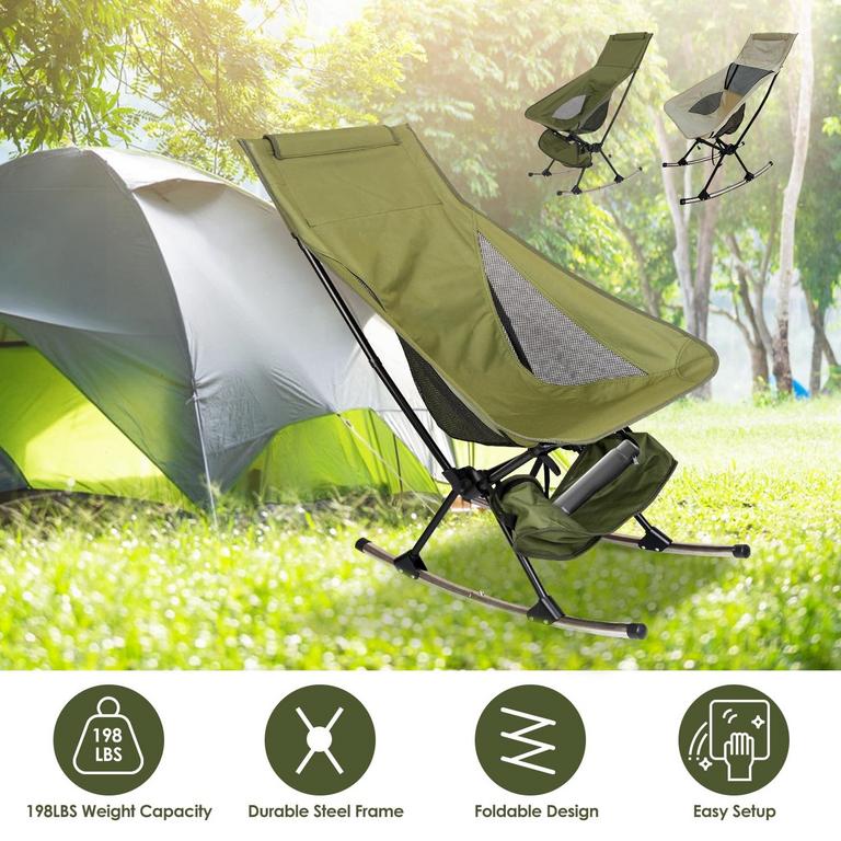 TEQHOME FOLDING ROCKING CHAIR GREEN