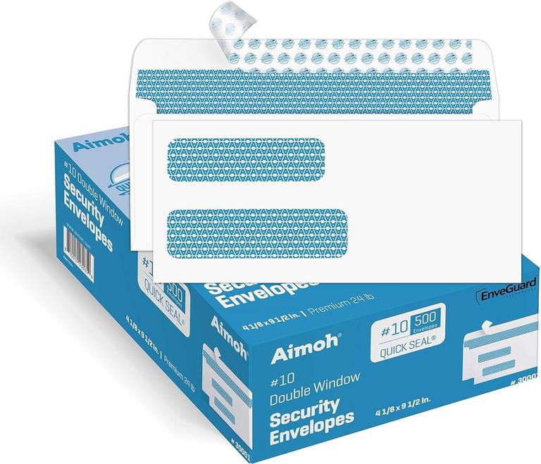 AIMOH DOUBLE WINDOW ENVELOPES 500PK