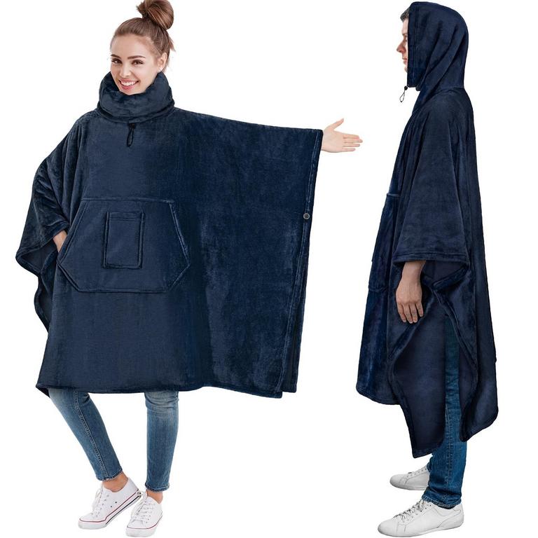 PAVILIA HOODED PONCHO NAVY ONE SIZE 