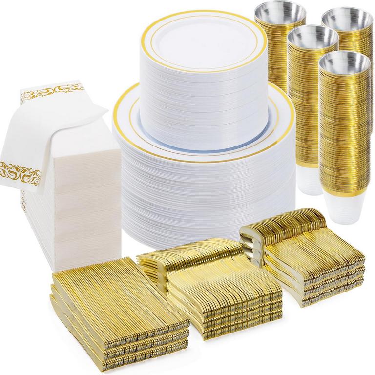 BESTVIP GOLD DINNERWARE SET