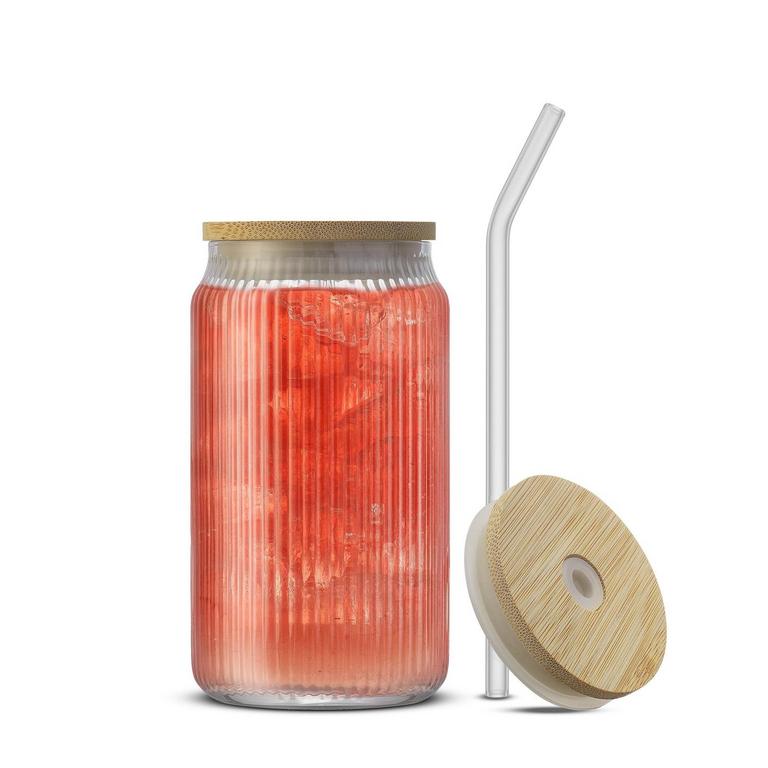 JOYJOLT FLUTED CAN GLASS 16OZ 4PK