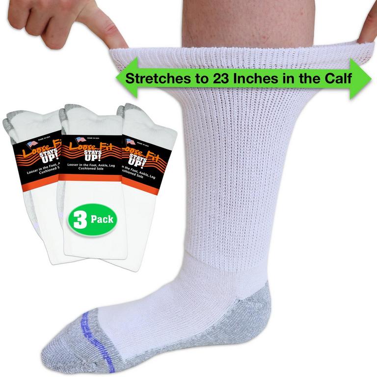 LOOSE FIT STAYS UP CREW SOCKS UNISEX M 3PK