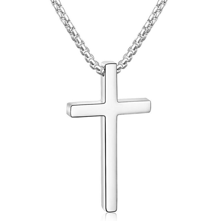 APSVO SILVER CROSS NECKLACE MEN'S 24IN