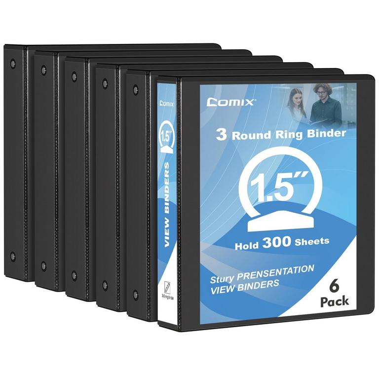 COMIX 1.5IN VIEW BINDERS 6PK