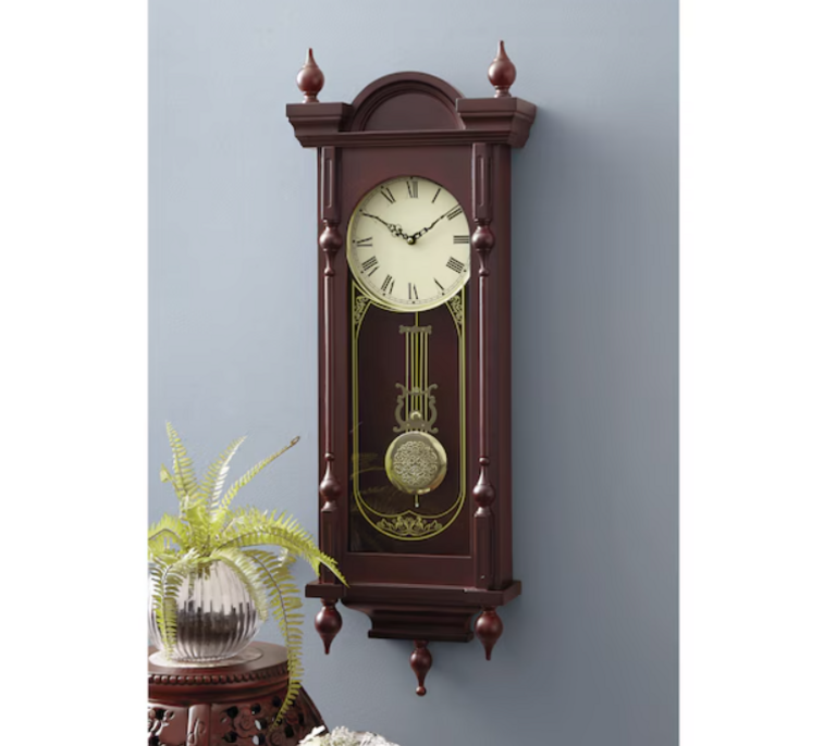 ORNATE GRANDFATHER WALL CLOCK 40.5IN