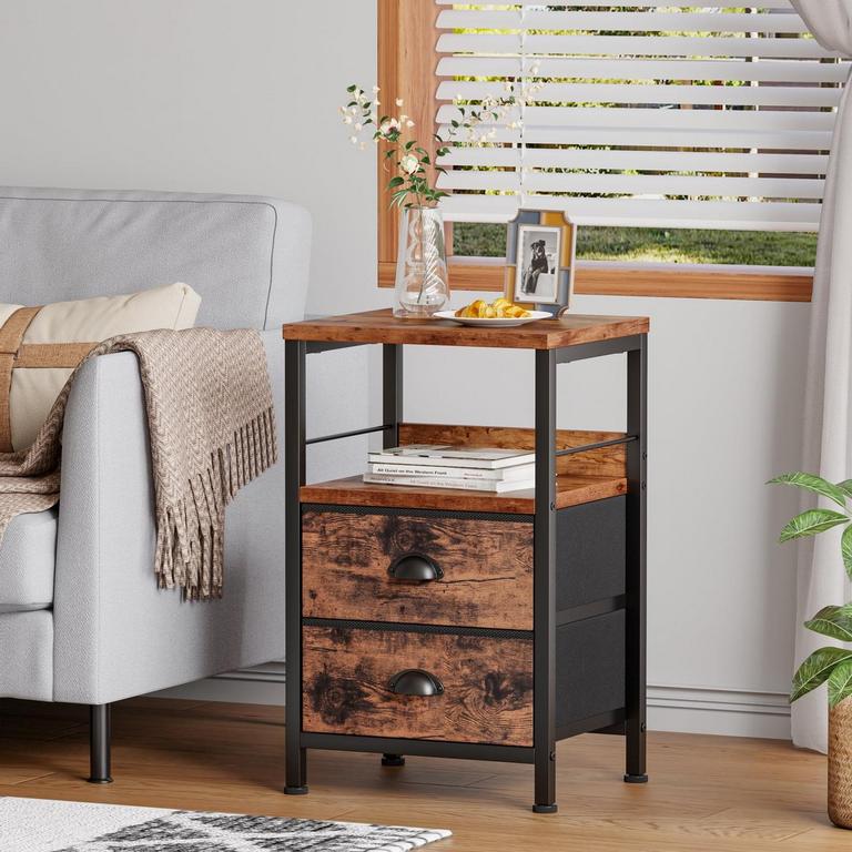 SATIFUR NIGHTSTAND RUSTIC BROWN