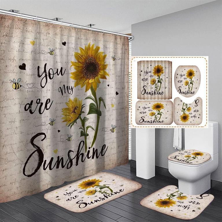 FRAMICS BEIGE SHOWER CURTAIN & MAT SET