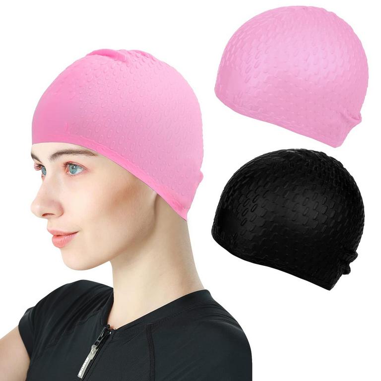 2 SWIM CAP 2-PACKS PINK/BLACK
