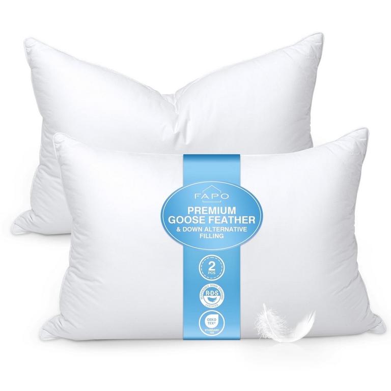 FAPO GOOSE FEATHER PILLOWS QUEEN 2PK
