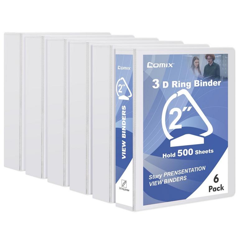 COMIX 2IN D-RING BINDERS 6PK