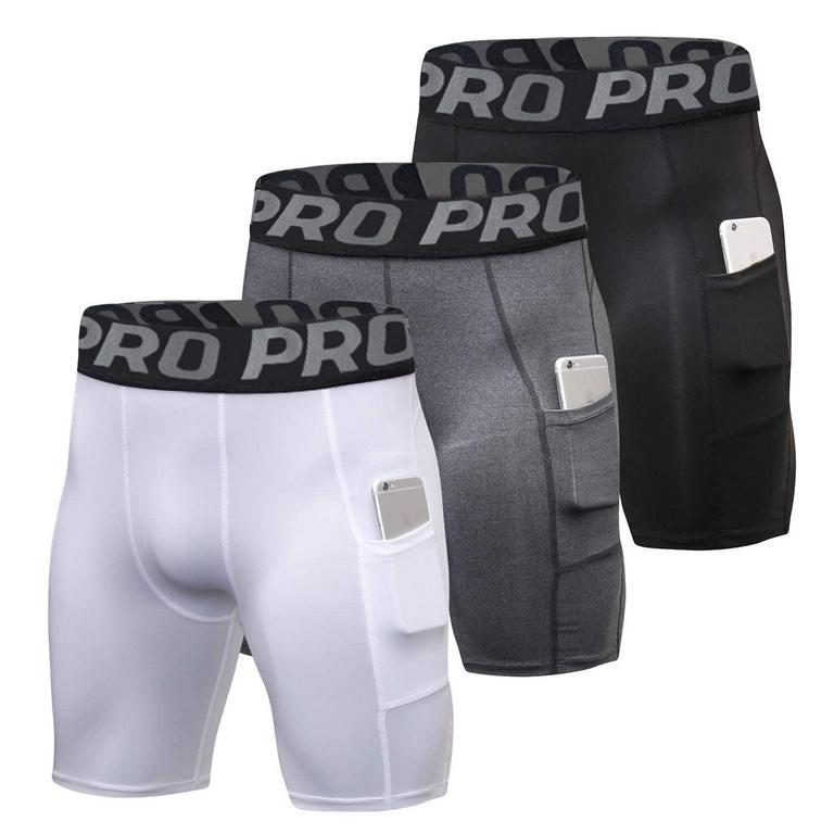 LNFINTDO MENS L COMPRESSION SHORTS 3PK