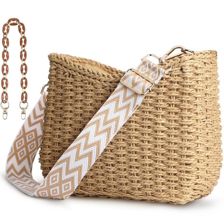 GOCVO STRAW BAG BROWN