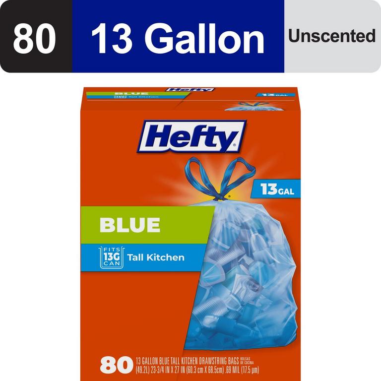 HEFTY BLUE TRASH BAGS 13GAL 80PK