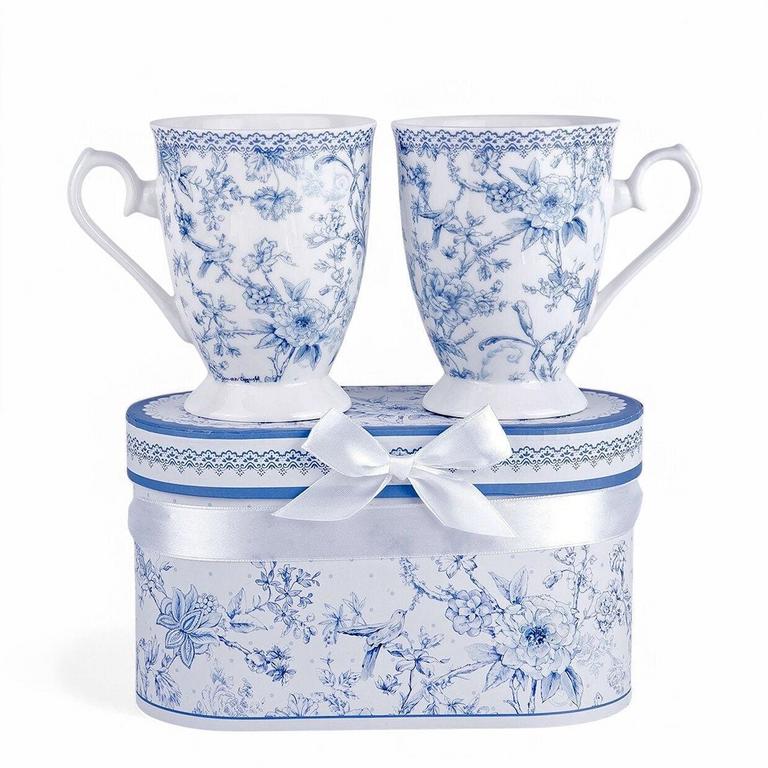 STPGOODS BLUE FLOWER MUGS GIFT SET