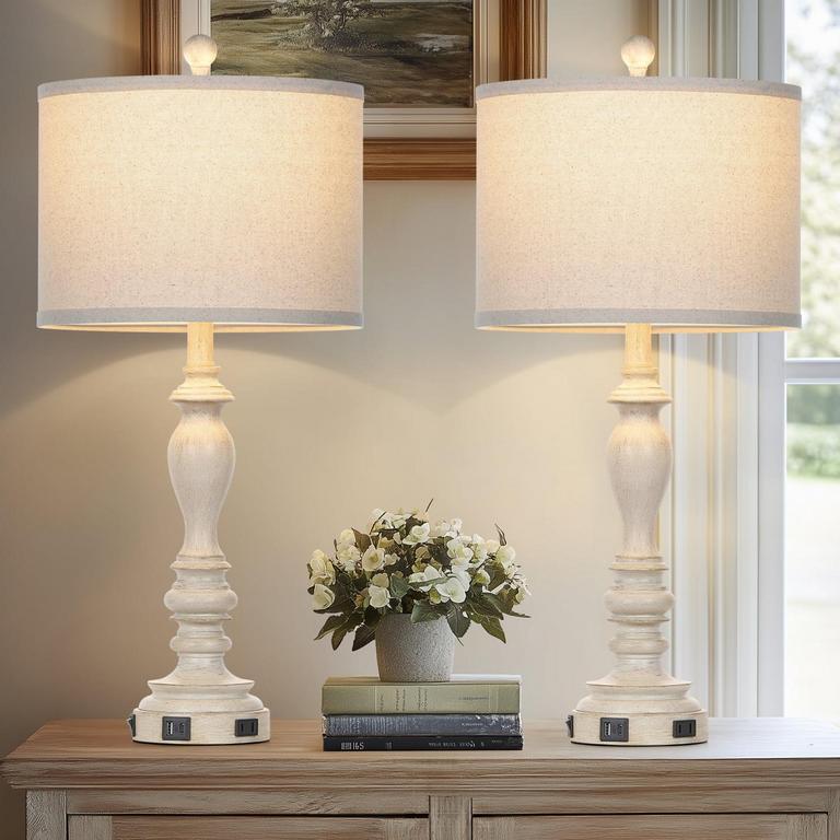 CINKEDA FARMHOUSE LAMPS 27.5IN 2PK
