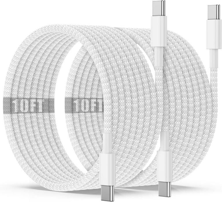 UZEUZA 10FT USB-C CHARGER CABLES 2PK