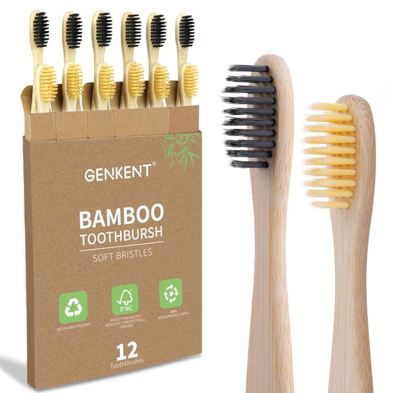 GENKENT BAMBOO TOOTHBRUSHES 12PK