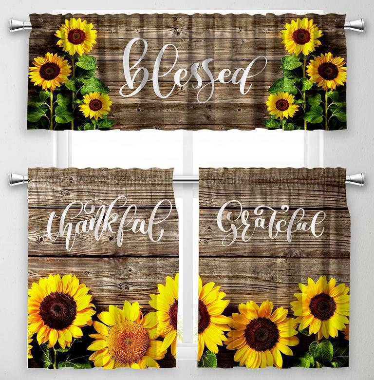MUQHREV SUNFLOWER CURTAINS SET 3PC