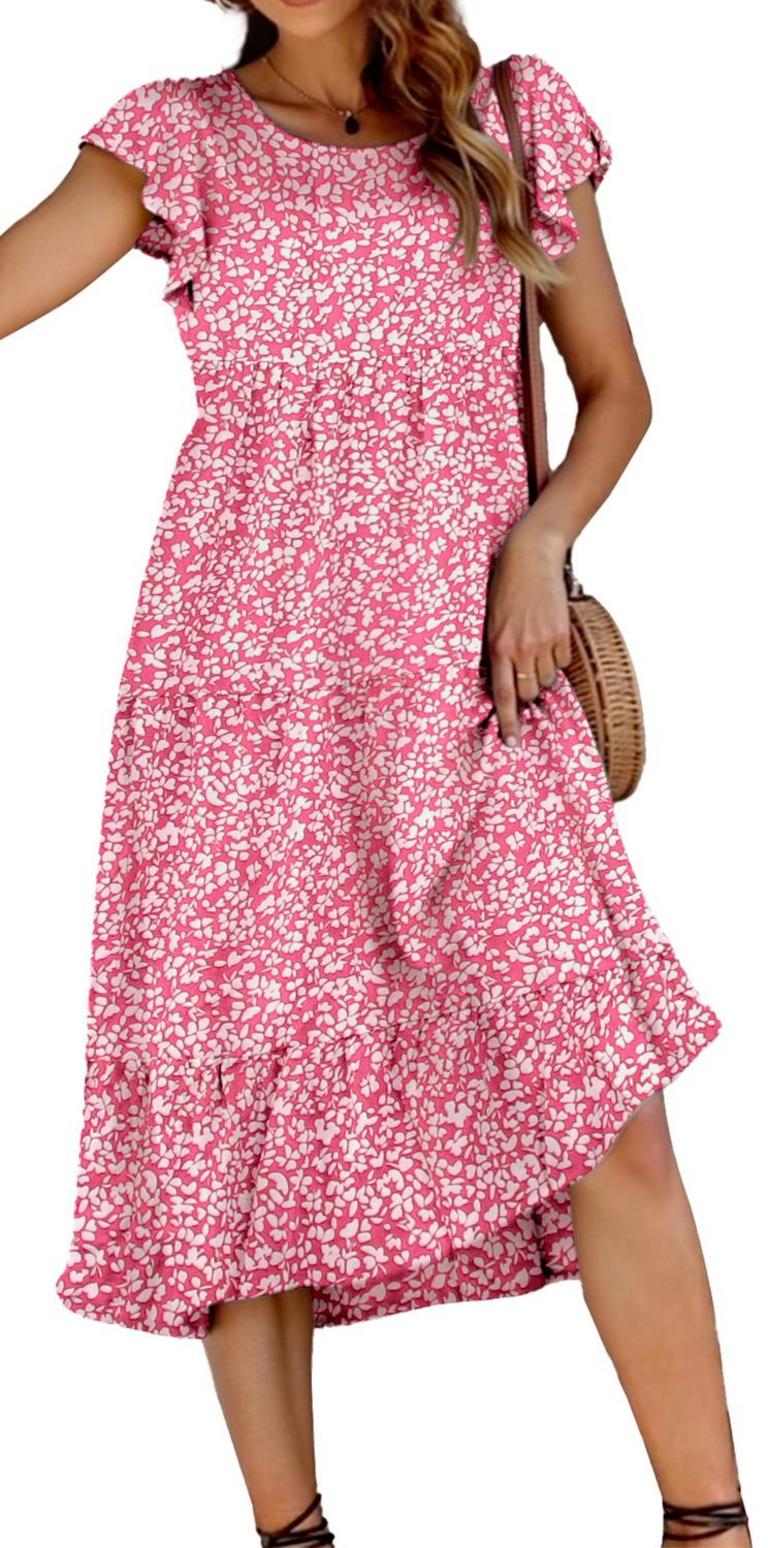 L FLORAL MIDI DRESS